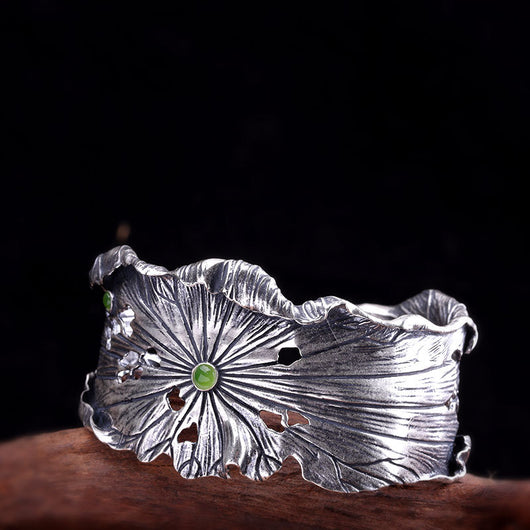 Pulsera de Hoja de Loto y Jaspe Celestial - Image 3