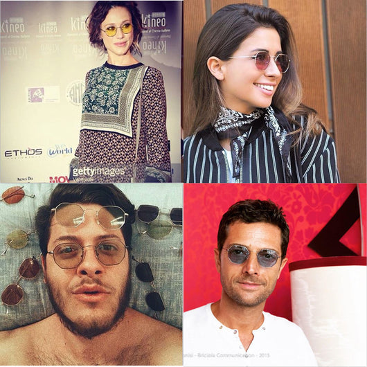 Silver polygonal sunglasses with clear lenses, featuring a thin metal frame and vintage style. - Image 17