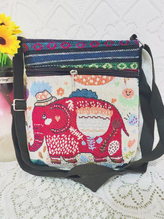 Bolso Bandolera Bordado Étnico con Elefante y Mariposa Estilo Chino - Image 22