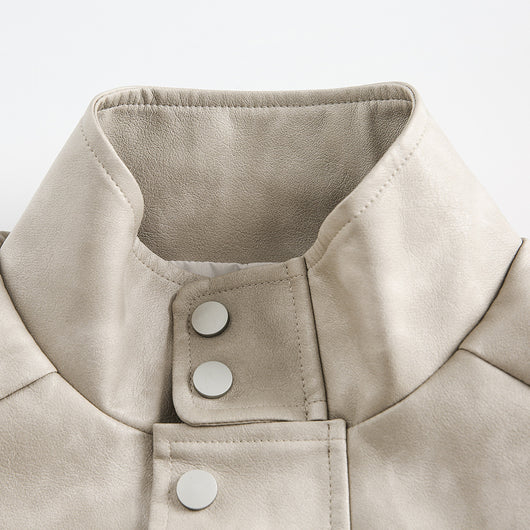 Abrigo de Cuello Alto en Cuero Genuino para Hombre - Primavera y Otoño - Image 3