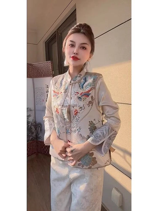 Chaleco Estilo Chino Retro para Mujer con Cuello Tipo Smoking y Cierre de Botones - Image 26