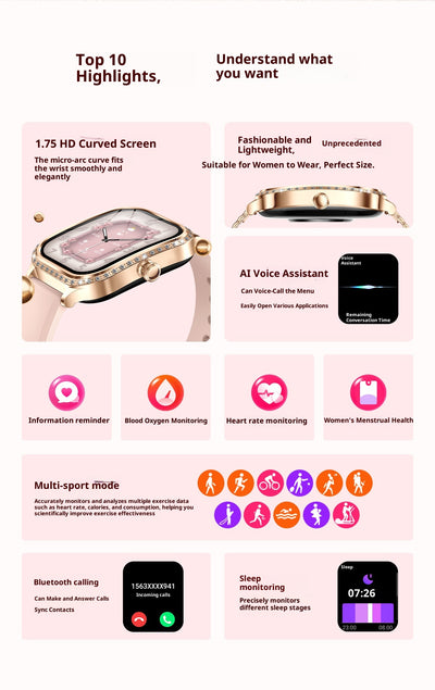 Reloj Inteligente MK88 para Mujer con Llamadas Bluetooth y Monitoreo de Salud - Image 31