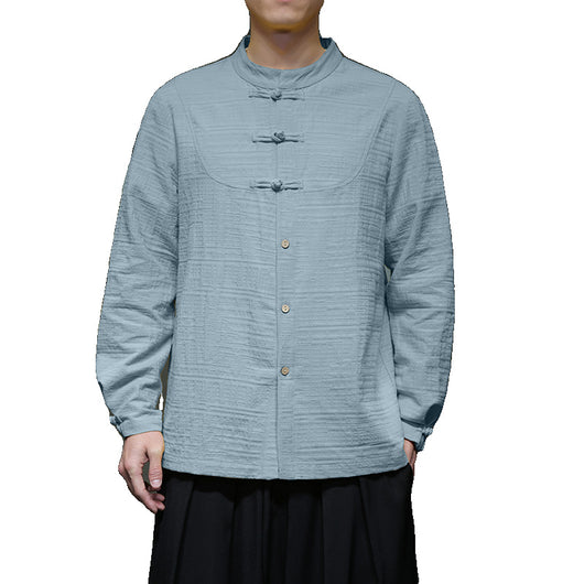 Camisa Retro Tang Chino - Algodón y Lino con Cierre Tradicional para Hombre - Image 5