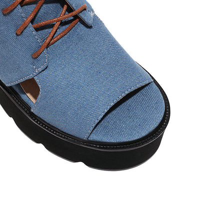Sandalias Denim para Mujer con Cordones Delanteros y Punta Abierta - Image 13