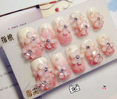 Uñas Postizas Degradado Floral Cristal para Novia - Image 7
