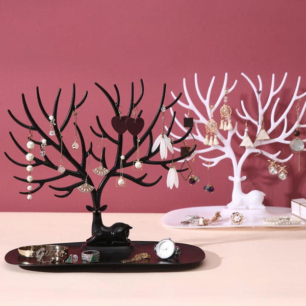 Organizador de Joyas con Soporte Decorativo Árbol - Estuches y Exhibidor para Anillos, Collares y Pulseras