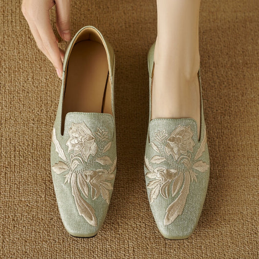 Zapatos Planos Bordados de Corte Bajo con Suela Suave para Mujer - Image 6