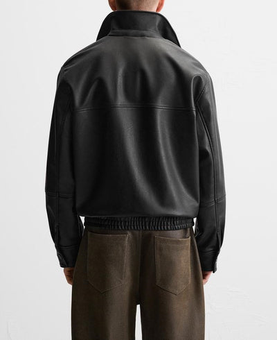 Chaqueta Biker de Cuero Sintético para Hombre - Image 10