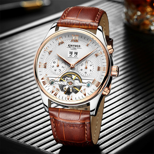 Reloj Mecánico Automático KINYUED Hueco Tourbillon Lujo para Hombre - Image 6