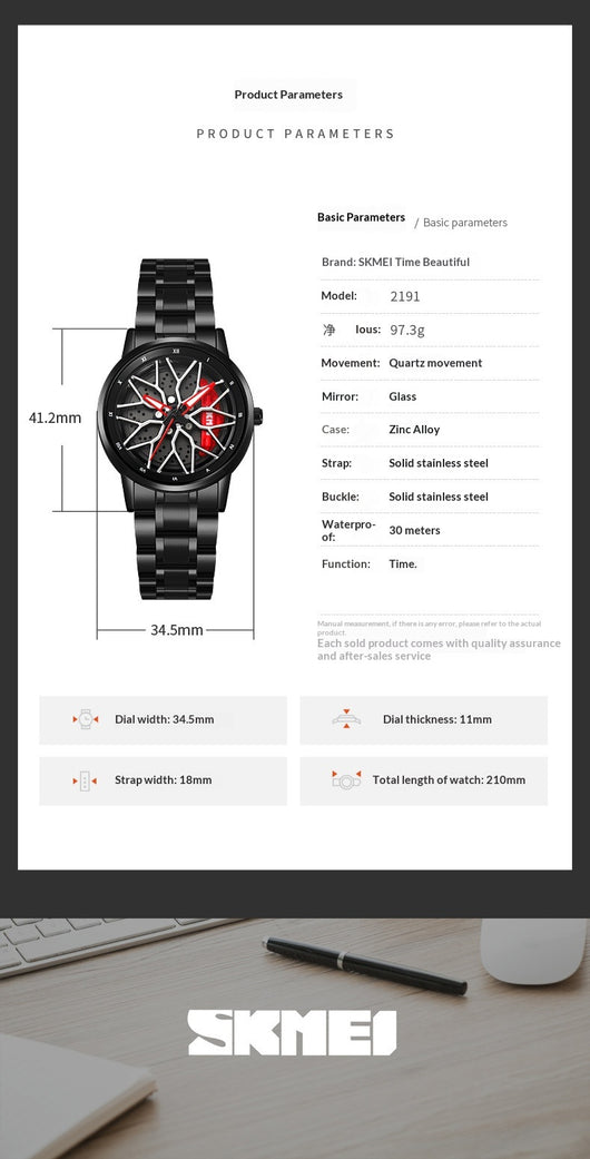 Reloj Elegante para Hombre con Diseño Personalizado de Rueda - Image 10
