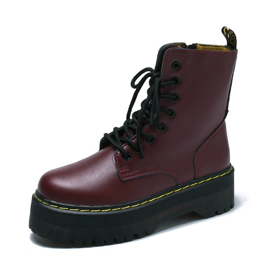 Botas Mujer Tacón Grueso Antideslizante Punta Redonda con Cordones - Image 7