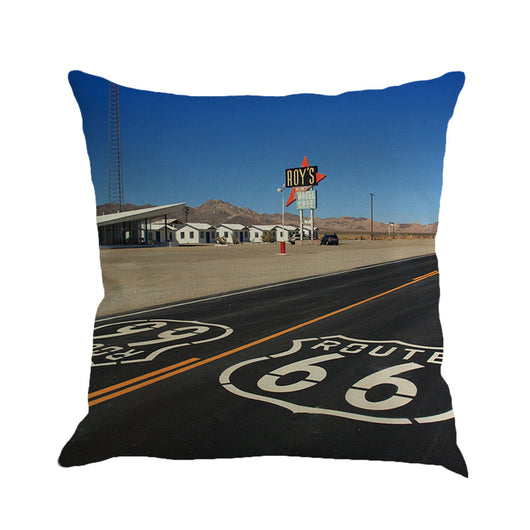 Cojín de Respaldo Route 66 en Lino para Auto, Sofá y Cama - Image 6