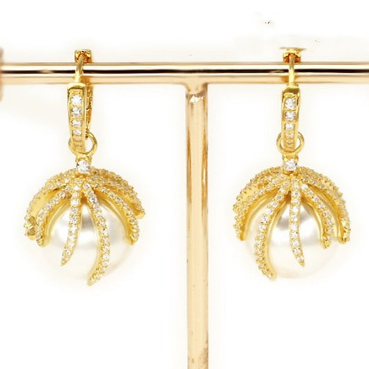 Aretes de Plata 925 Fritilaria Blanca Lujo