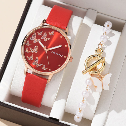 Reloj de Pulsera Dama Elegancia Temperamento con Banda Ajustable y Diamantes Mariposa - Image 10