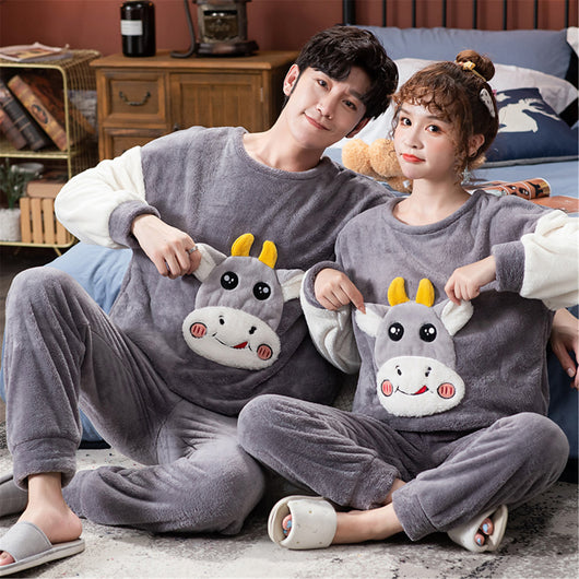 Pijamas de Pareja Estilo Coreano Terciopelo Abrigo Térmico - Image 3