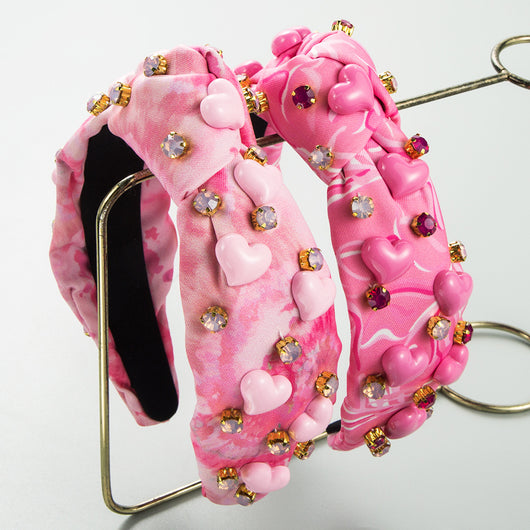 Diadema de Día de San Valentín con Gemas Incrustadas - Accesorio Hecho a Mano