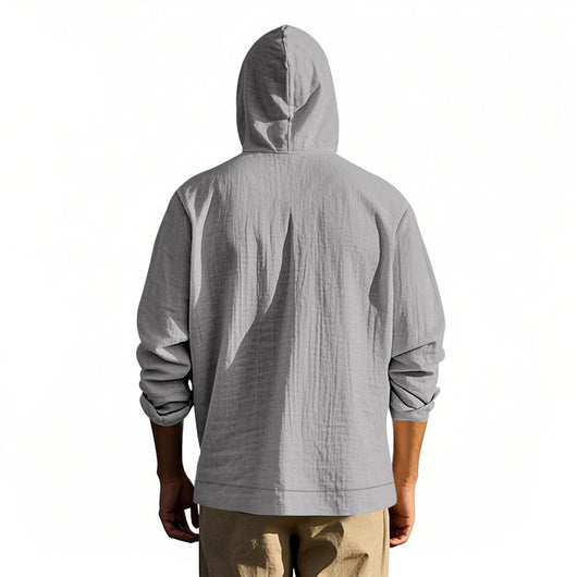 Camisa de Lino Holgada para Hombre - Minimalista de Manga Larga - Image 35