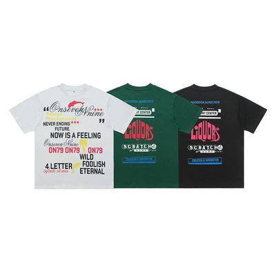 Camiseta Suelta Manga Corta con Escote Diseñado para Hombre
