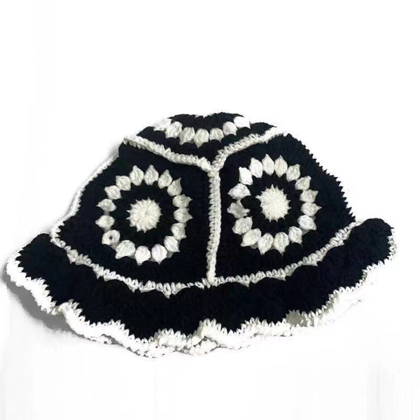 Gorro Tejido Vintage Calado Hueco Flores Transpirable