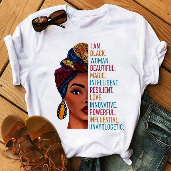 Camiseta Estampada Mujer African Black Girl - Manga Corta