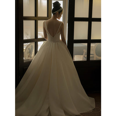 Vestido de Novia Vintage Satinado con Tirantes - Diseño Mori Fantasy Elegante - Image 5