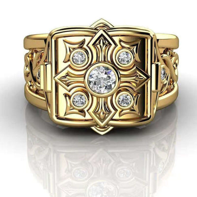 Anillo de Oro con Patrón de Cruz y Tapa Abatible para Hombre - Image 11
