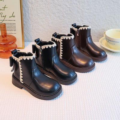 Botas de Cuero para Niñas con Forro de Terciopelo y Suela Flexible - Image 2