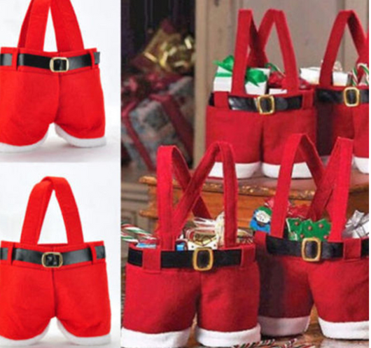 Bolsa de Regalo Navideña Estilo Pantalón Santa en Tela de Lana - Image 15