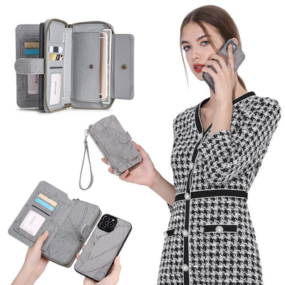 Funda de Cuero para Celular con Compartimentos para Tarjetas