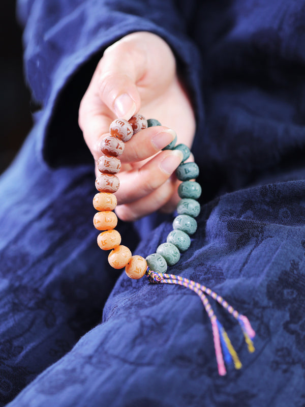Pulsera de Semilla de Bodhi Natural con Raíz Envejecida