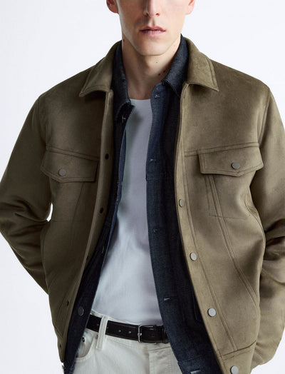 Chaqueta de Solapa en Efecto Gamuza para Hombre - Image 9