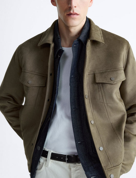 Chaqueta de Solapa en Efecto Gamuza para Hombre - Image 9