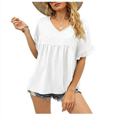 Blusa Casual de Verano con Volantes y Pliegues - Image 6
