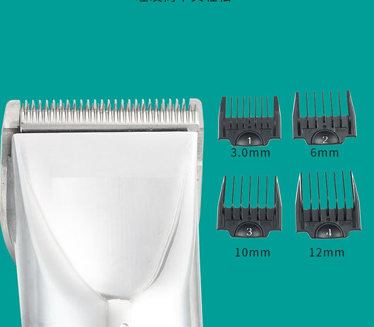 Black hair clipper with LCD digital display showing power and RPM, four guide combs (3mm-12mm), USB cable, cleaning brush, and oil bottle. - Image 5