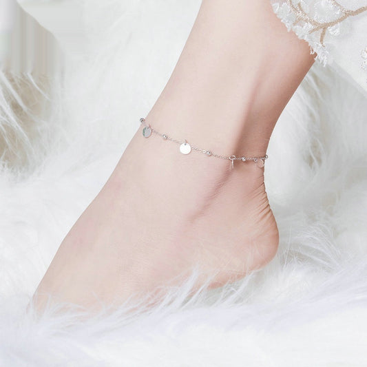 Pulsera de Tobillo Plata 925 Chapada en Oro Blanco