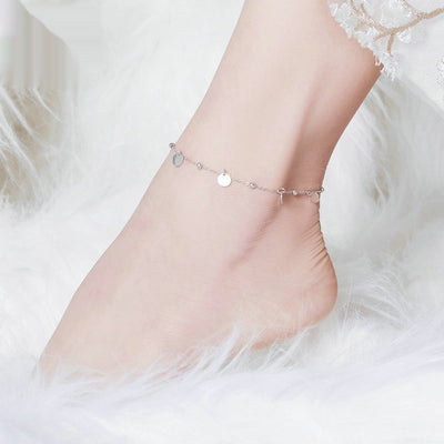 Pulsera de Tobillo Plata 925 Chapada en Oro Blanco