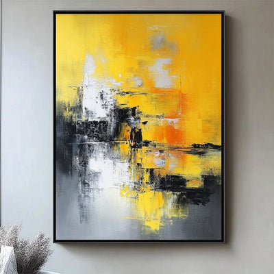 Cuadro Óleo Pintado a Mano - Mapa Decorativo Amarillo Texturizado Tamaño Grande - Image 8