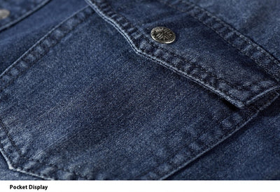 Camisa Denim Manga Larga para Hombre Talla Grande Cuello Solapa - Image 13