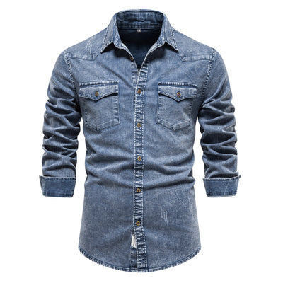 Camisa de Mezclilla para Hombre Resistente con Lavado Industrial - Image 17