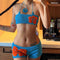 Conjunto de Short y Top Tejido Contraste Cuello Bajo Ajustado para Verano