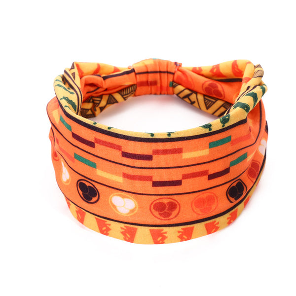 Banda Elástica Estampado Africano para Cabello - Diadema Deportiva Ancha Mujer Yoga