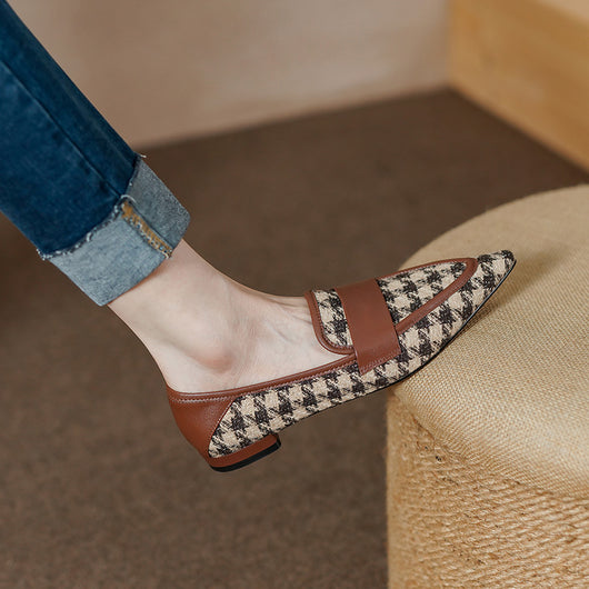 Zapatos Planos de Cuero Vacuno a Cuadros para Mujer - Image 15