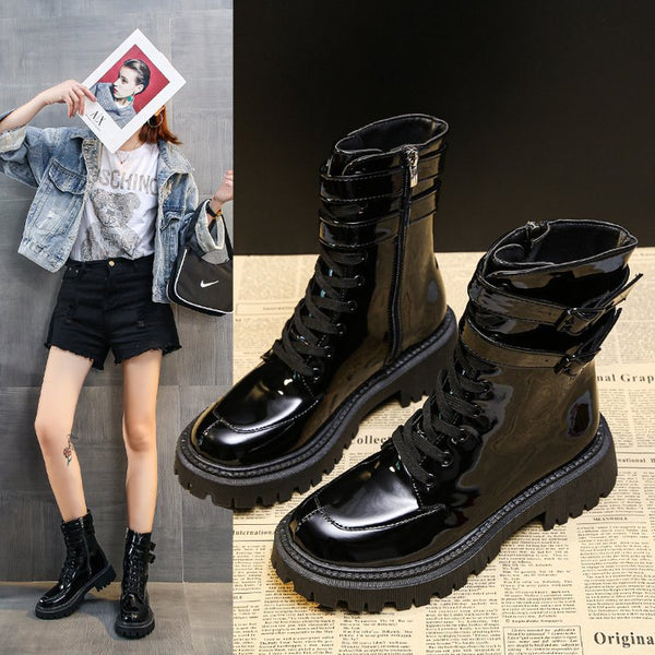 Botas de Charol con Tacón Elevado para Mujer
