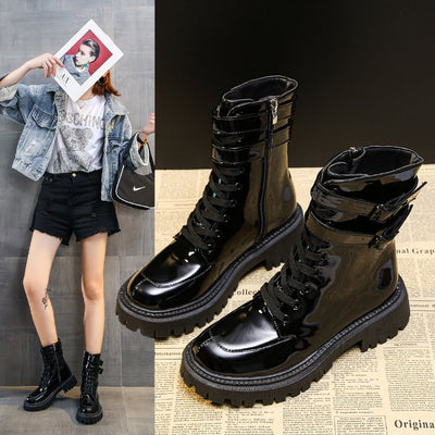 Botas de Charol con Tacón Elevado para Mujer