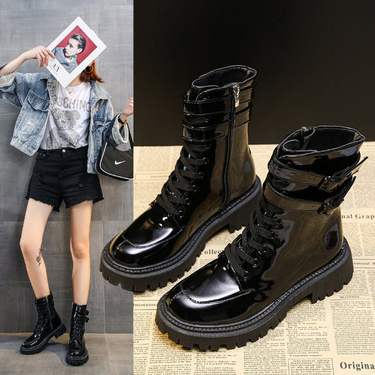 Botas de Charol con Tacón Elevado para Mujer