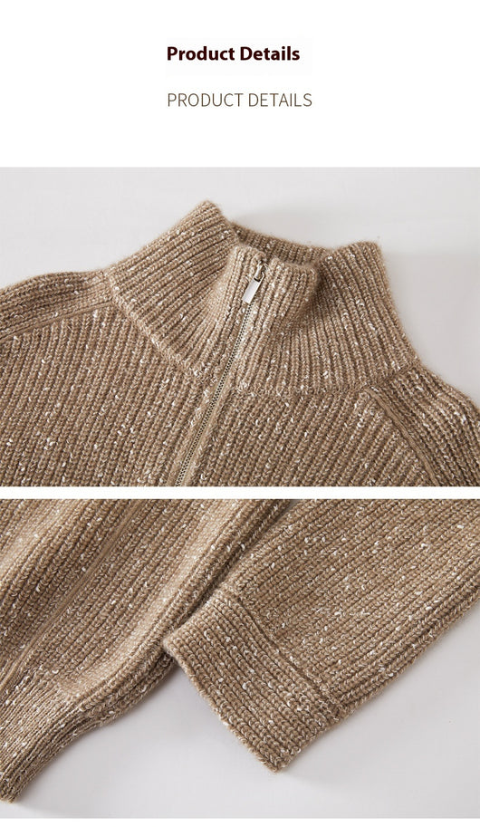 Suéter de Cashmira con Cuello Mao Grueso de Cinco Capas para Mujer - Abrigo Base Holgado Otoño Invierno - Image 17