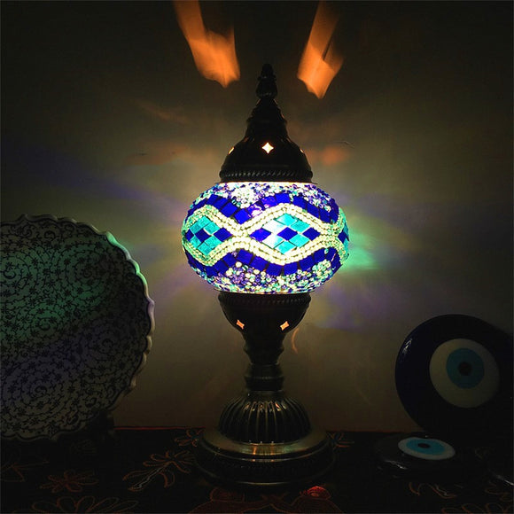 Lámpara de Mosaico Turco Vintage Art Deco Cristal Artesanal Luz Romántica