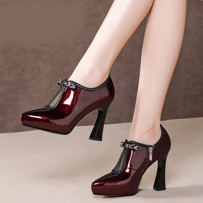 Zapatos de Tacón Bajo Charol Profundo con Punta Redondeada - Image 11