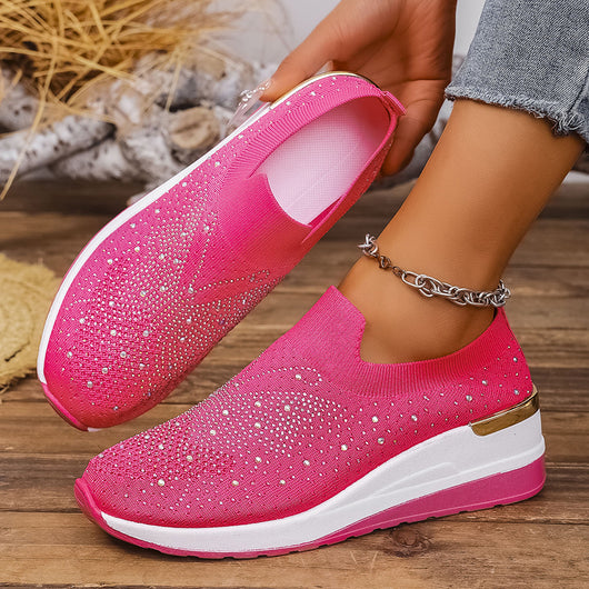 Zapatos de Tacón Cuña Verano para Mujer con Strass y Punta Redonda - Image 9