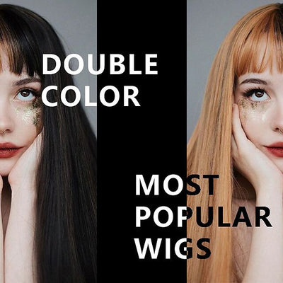 Peluca Cosplay Bicolor con Flequillo Liso - Doble Tono - Image 26